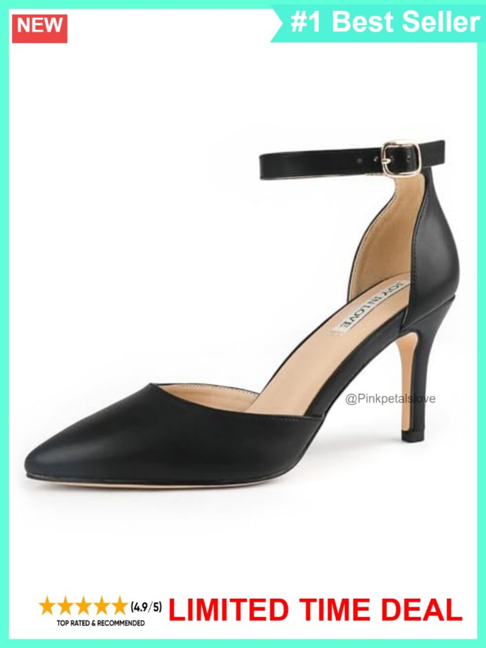 Women's Pointed Toe Stiletto Pumps 3" Ankle Strap Heels